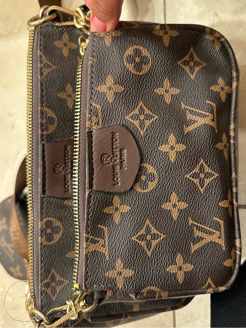 Louis Vuitton Monogram Canvas Messenger Bag in Brown and Gold